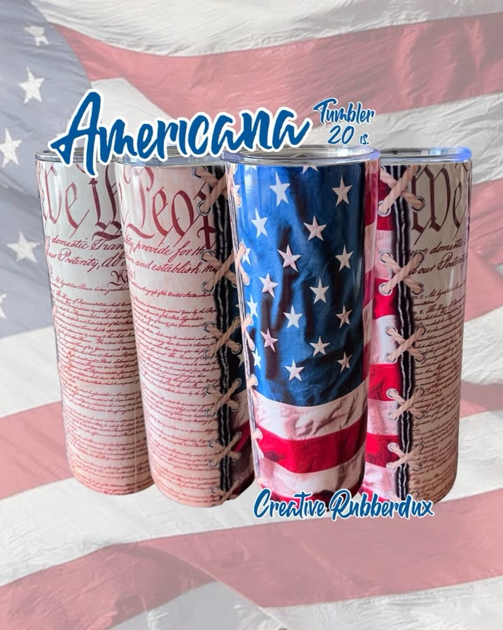 20 OZ Tumbler w/ Logo & US Flag In Red