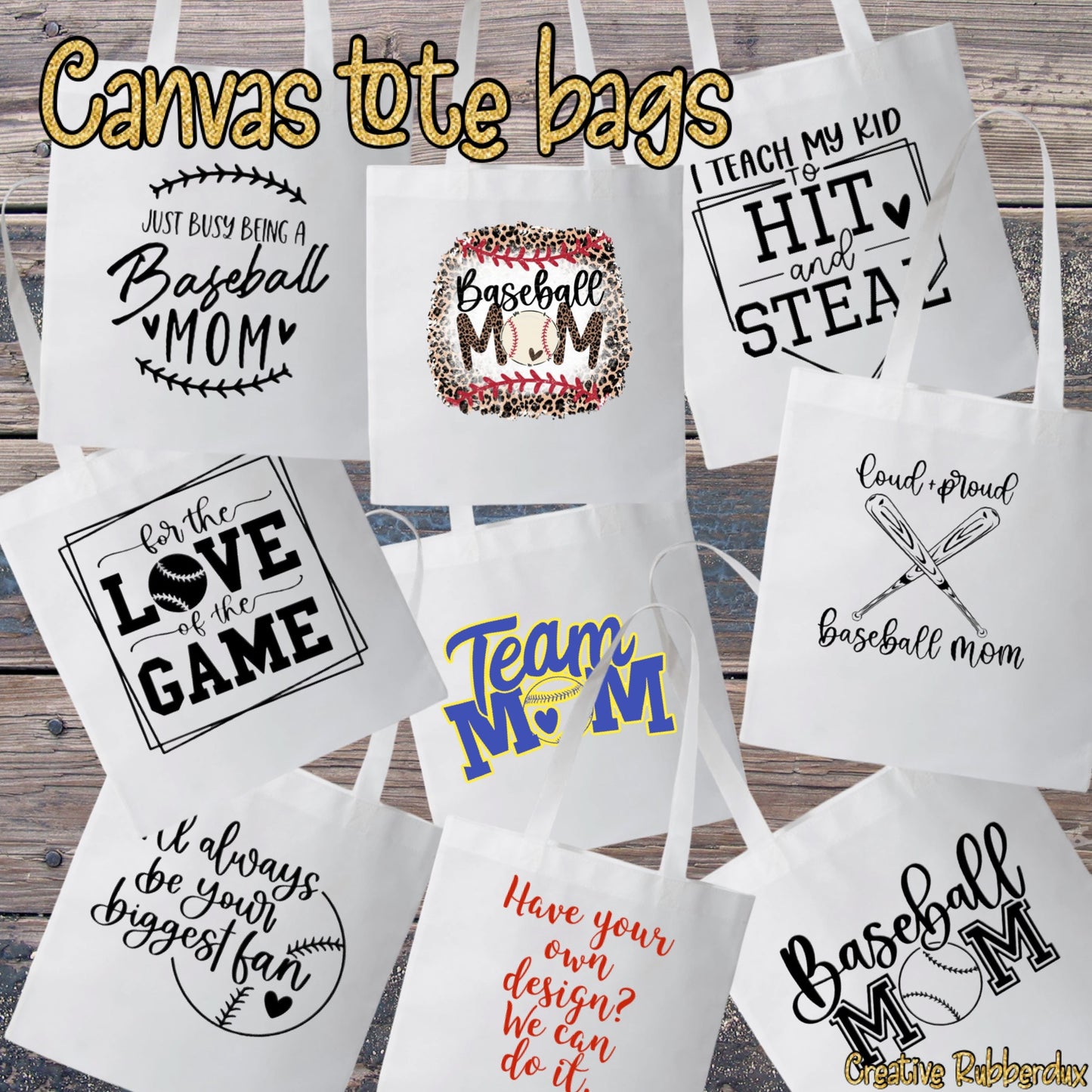 Canvas Tote Baseball Softball Team Mom Baseball Mom