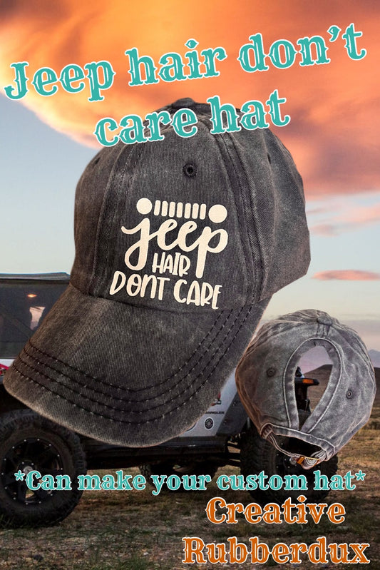 Jeep Hair Dont Care Hat WOMAN’S  Cap PONYTAIL LADIES