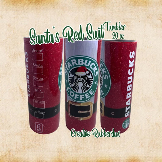 Christmas Red Santa Suit 20oz Tumbler Hot / Cold Starbucks Double Insulated